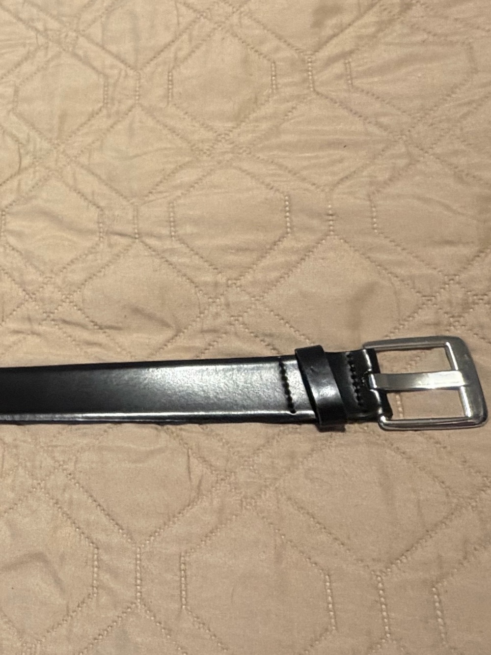 Classic Black Leather Dress Belt with Silver Buckle